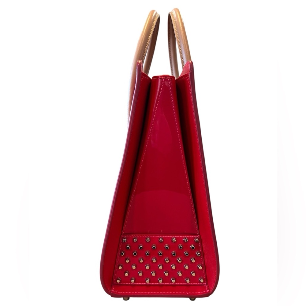 Christian Louboutin Paloma Pink Red Leather Satchel with Tan Handles - Picture 5 of 13
